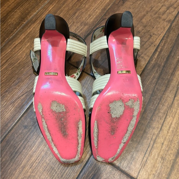 Authentic Gucci GG rare sling back black floral heel size 39 - Picture 4 of 16